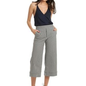Trina Turk Monument Culottes Stripe Wide Leg Navy
